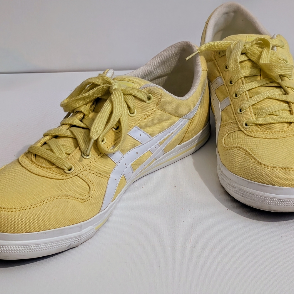 Asics Yellow and White Sneakers with Suede Finish